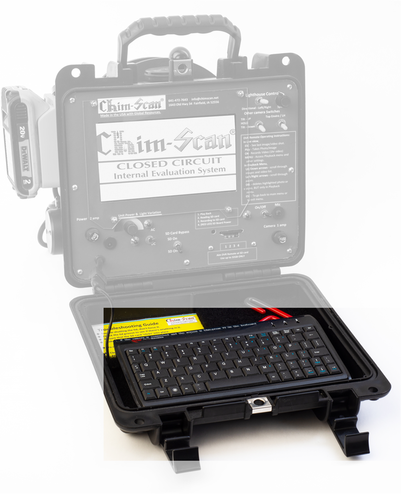 Chim-Scan® 100 Controller shown with optional keyboard used to note chimney defects & customer information.