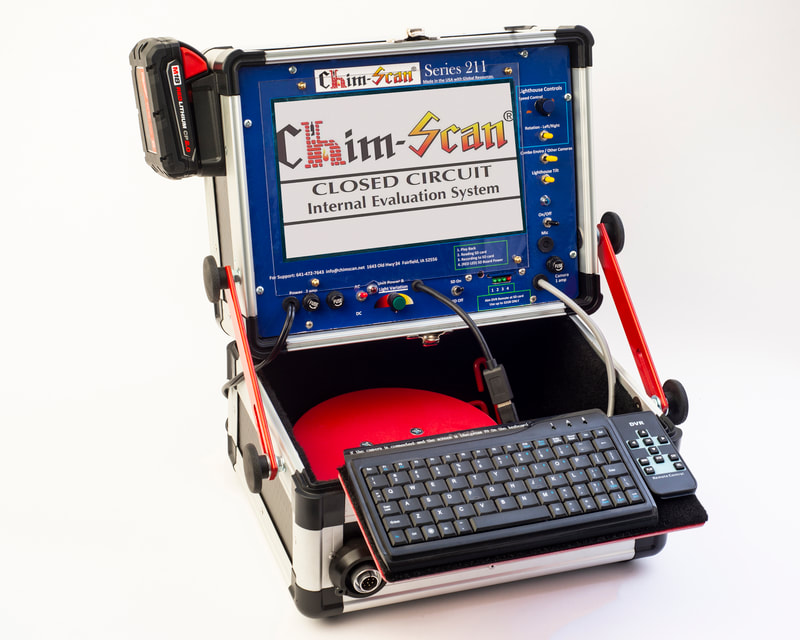 Chim-Scan® 211 Controller with optional keyboard and drill battery adaptor.