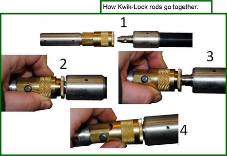 Kwick-Lock Rods are being connected with a locking mechanism. 